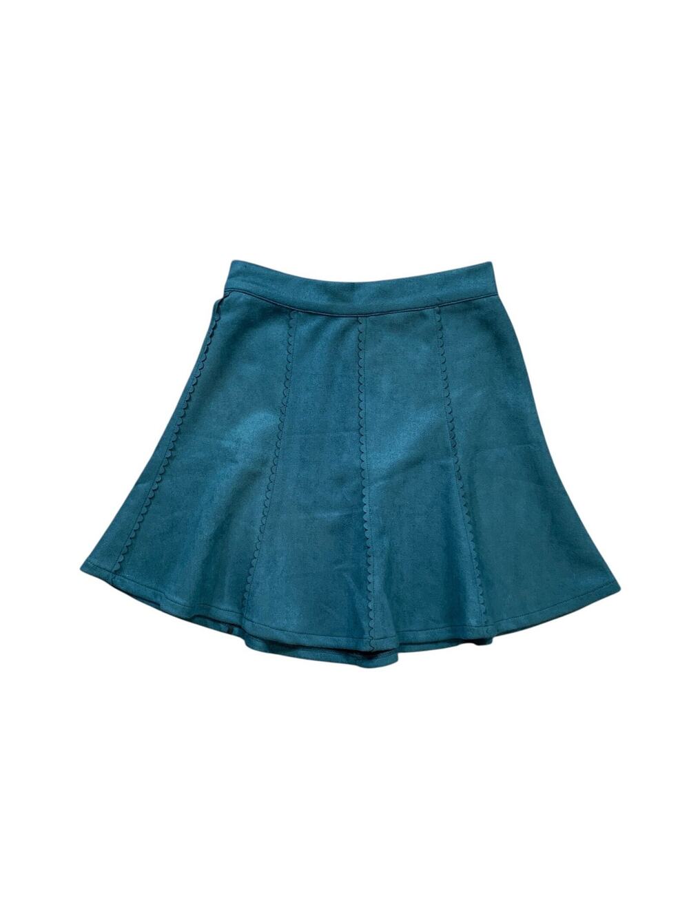 Francescas Alya Skirt Women XS Extra Small Oasis Faux Suede Scallop Skater Mini